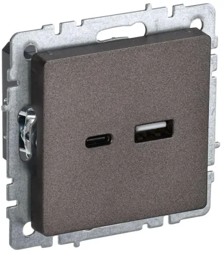 Розетка BRITE USB A+C 18Вт РЮ11-1-БрТБ механизм бронза IEK BR-U22-018-K45