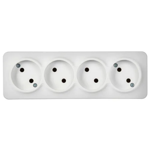 Розетка 4-м ОП GLORY РС24-2-ХБм 10А без заземл. без защ. шторок бел. матов. IEK ERH40-K01M-10 фото 2