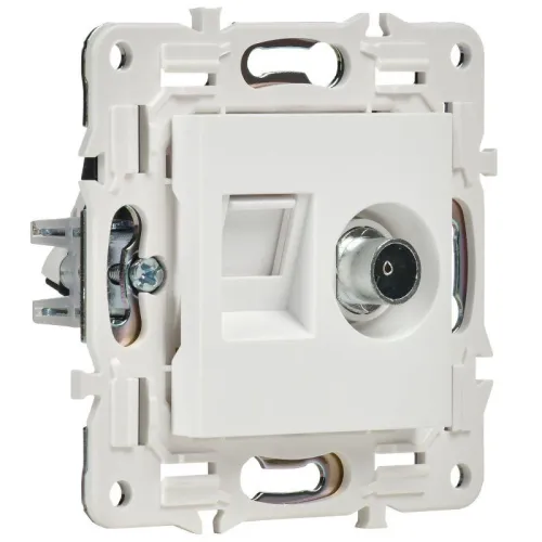 Розетка двойная TV+RJ45 кат.6E SKANDY SK-A15W арктич. бел. IEK SK-AK20-2-K01 фото 4