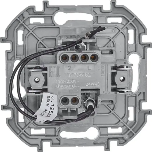 Переключатель 1-кл. Inspiria 10А IP20 250В 10AX с подсветкой/индикацией механизм алюм. IEK 673662 фото 3