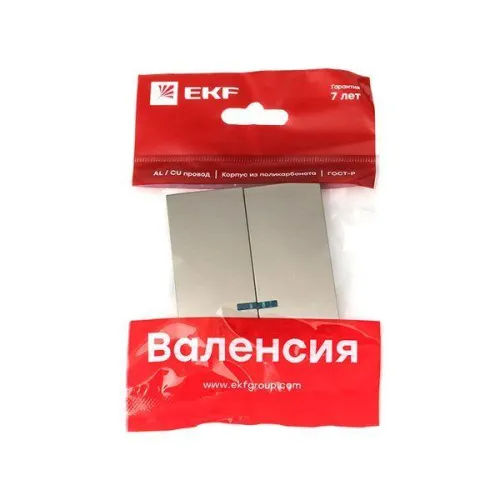 Панель лицевая Валенсия для выключателя 2-кл. с индикатором 10А кашемир PROxima EKF ESV10-L-123-40 фото 2