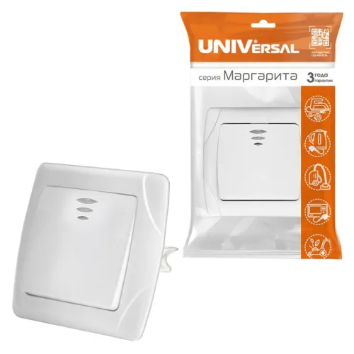 Выключатель 1-кл. СП Маргарита 10А IP20 с подсветкой бел. UNIVersal М0121 фото 3