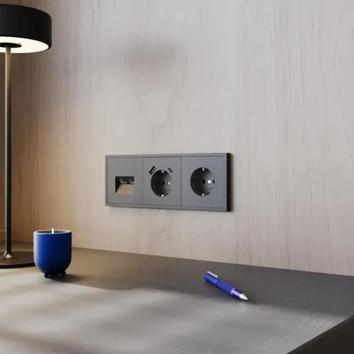 Розетка 1-м СП S70 16А с заземл. механизм графит Voltum VLS040107 фото 5