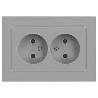 Розетка 2-м СП Accent 6-204-03 16А IP20 250В 2P AL/CU алюм. Intro Б0063453