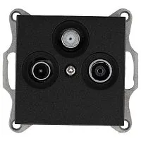 Розетка телевизионная проходная TV + FM + SAT 3-м Ф9.5мм механизм антрацит Jasmart G6207B