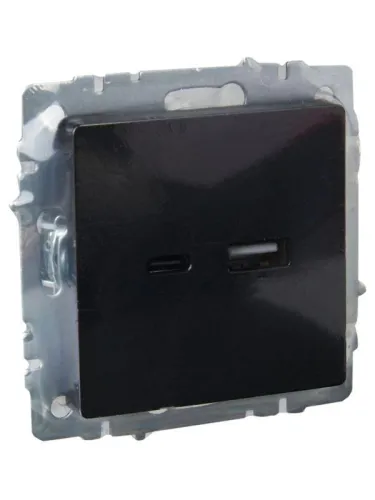 Розетка BRITE USB A+C 18Вт РЮ11-1-БрЧ механизм черн. IEK BR-U22-018-K02 фото 5