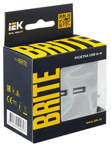 Розетка BRITE USB A+A 3.1А РЮ10-1-БрА механизм алюм. IEK BR-U21-D31-K47 фото 6