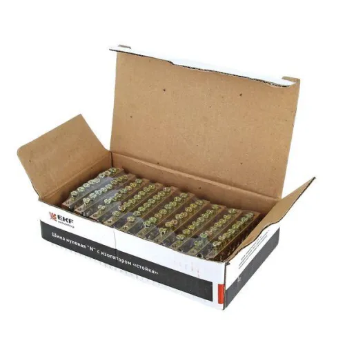 Шина нулевая N 6х9 8 отвер. латунь 2 син. угловых изолятора PROxima EKF sn0-63-08-2 фото 3