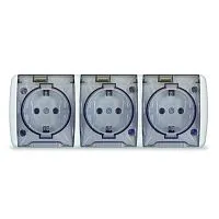 Розетка 3-м ОП Клио 16А IP54 с заземл. с прозр. крышкой бел. Universal К2235