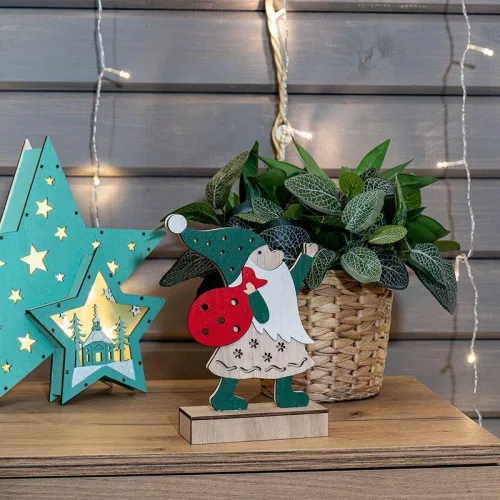 Фигура деревянная "Дед Мороз" 18см 5LED тепл. бел. 0.1Вт IP20 с подсветкой Neon-Night 504-016 фото 2