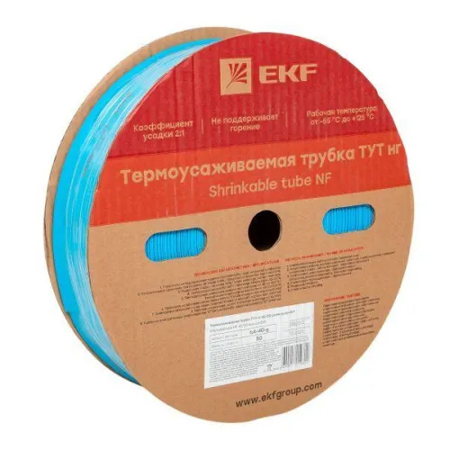 Трубка термоусадочная ТУТ нг 40/20 син. (уп.50м) EKF tut-40-g фото 2