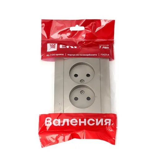 Панель лицевая Валенсия для розетки 2-м 10А защ. шторки без заземл. кашемир PROxima EKF ESR10-L-102-40 фото 2