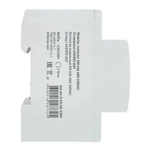 Контактор модульный КМ 63А 4NO 230В AC (3 мод.) AVERES EKF km-av-3-63-40-230V фото 8