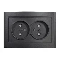 Розетка 2-м СП Бриллиант 16А IP20 без заземл. защ. шторки в сборе графит Universal 7947526-Gr