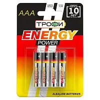 Элемент питания алкалиновый AAA/LR03 4BL (блист.4шт) Трофи C0034915