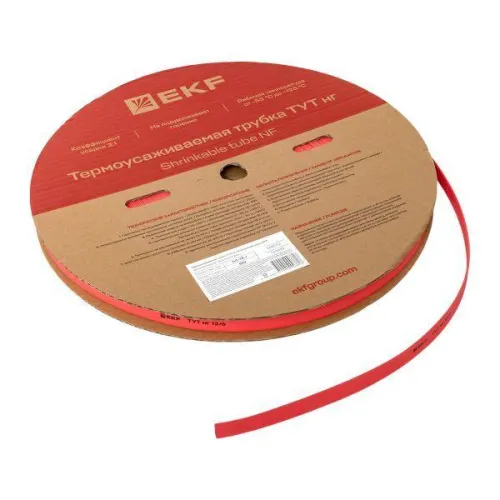 Трубка термоусадочная ТУТ нг 12/6 красн. (уп.100м) EKF tut-12-r фото 4