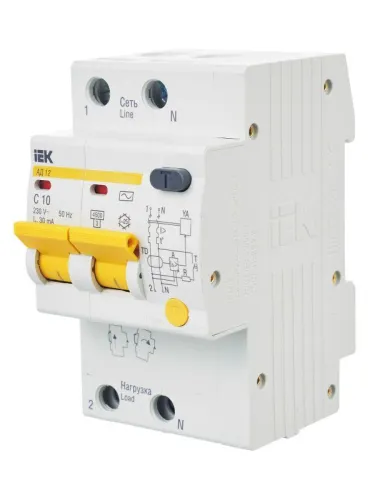 Выключатель автоматический дифференциального тока 2п C 10А 30мА тип AC 4.5кА АД-12 KARAT IEK MAD10-2-010-C-030 фото 10