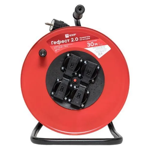 Удлинитель на катушке 4х30м с заземл. 16А IP44 Гефест 2.0 3.5кВт КГ 3х2.5 с предохранителем PROxima EKF UKG02-16-R325-4-30-IP44 фото 2