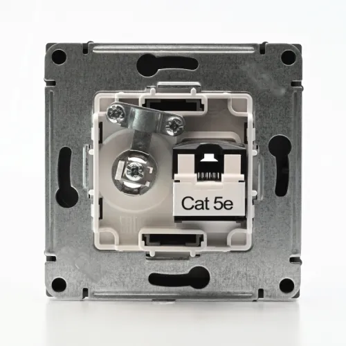 Розетка компьютерная + телевизионная 2-м СП ArtGallery RJ45 кат.5E + TV механизм сталь SE GAL000989 фото 3