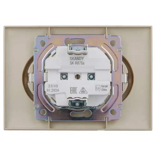 Розетка 2-м SKANDY 16А с заземл. защ. шторки в сборе SK-R07Sa песочн. IEK SK-R24-16-K98-F фото 4