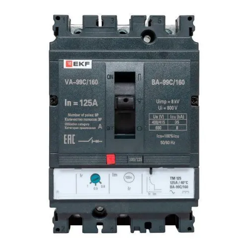 Выключатель автоматический 3п 160/125А 36кА ВА-99C Compact NS PROxima EKF mccb99C-160-125 фото 10