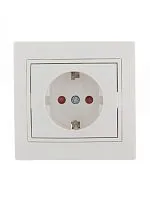 Розетка 1-м СП Mira 16А IP20 с заземл. защ. шторки с бел. вставкой керамика бел. LEZARD 701-0202-124