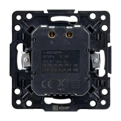 Розетка USB 2-м Стокгольм тип A+C механизм черн. PROxima EKF EZR-2USB-type-C фото 3