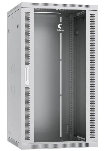 Шкаф телекоммуникационный настенный разобранный SH-05F-22U60/60-R 19дюйм 22U 600х600х1082мм дверь стекло сер. (RAL 7035) Cabeus 10742c