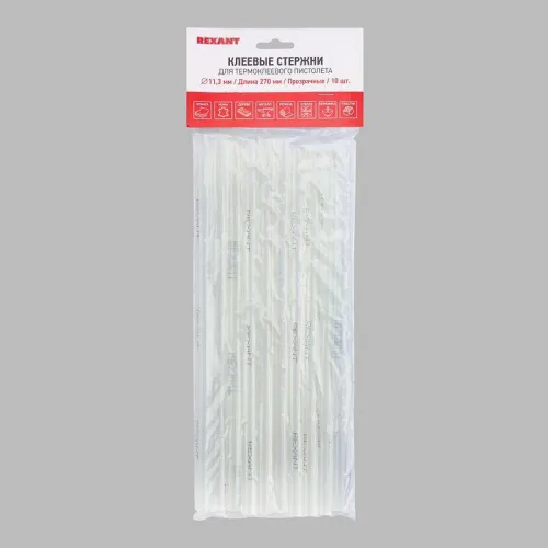 Стержень клеевой d11.3мм L270мм прозр. (уп.10шт) Rexant 09-1270 фото 3