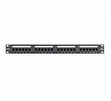 Панель коммутационная 19дюйм 1U 24 порта кат.5e класс D 100МГц RJ45/8P8C 110/KRONE T568A/B неэкран. черн. NETLAN EC-URP-24-UD2
