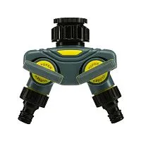 Разветвитель 2-х канальный на кран 1/2дюйм-3/4дюйм ЧЕТЫРЕ СЕЗОНА 62-0223-F