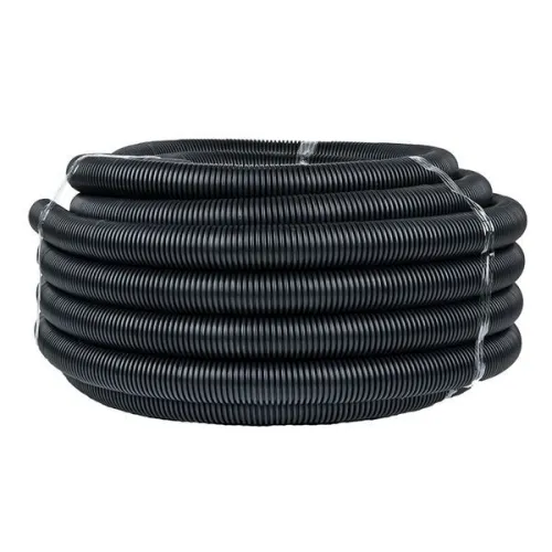 Труба гофрированная d40мм с протяжкой безгалоген. трудногорючая (FRHF) черн. (уп.25м) Plast EKF FRHF-40