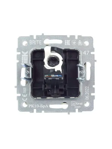 Розетка компьютерная СП RJ45 кат.5E BRITE РК10-БрА механизм алюм. IEK BR-K10-1-K47 фото 2