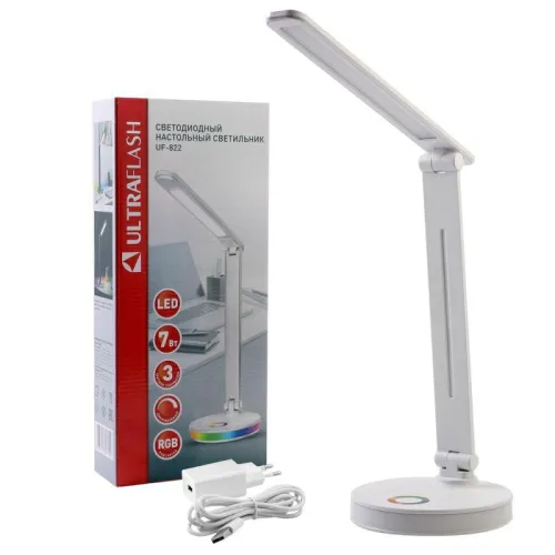 Светильник светодиодный настольный UF-822 C01 7Вт димм. 3 цвет. темп. RGB ночник бел. Ultraflash 15176 фото 3