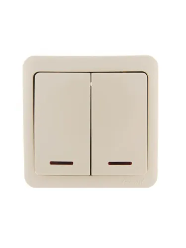 Выключатель 2-кл. 1п ОП Viola 10А IP20 с подсветкой крем. LEZARD 751-0300-112