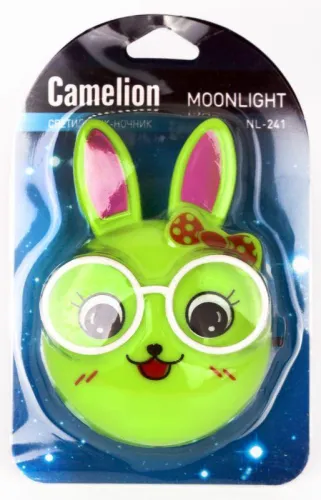 Светильник светодиодный NL-241 "Зайцы очкарики" 220В ночник с выкл. зел. Camelion 13816 фото 8