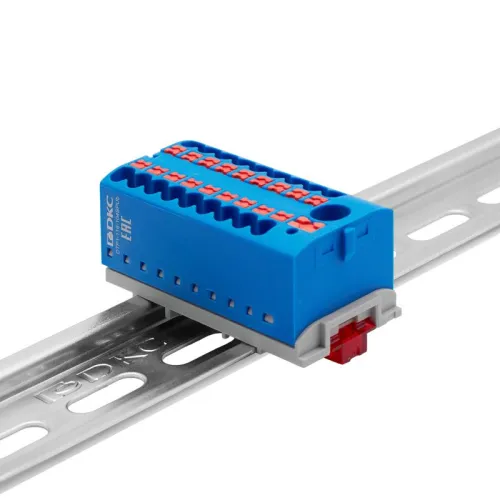Блок распределительный зажим push-in 1 ввод 6кв.мм 18 точек подключения 25кв.мм син. DKC DTP1-118-104SPUB фото 2
