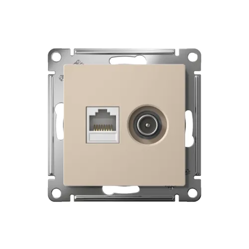 Розетка компьютерная + телевизионная 2-м СП AtlasDesign RJ45 кат.5E + TV механизм песочн. SE ATN001289 фото 2