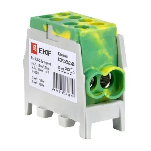 Клемма распределительная КСР с двойн. винтом 2х35/2х25 желт./зел. PROxima EKF ksr-2.35-2.25-y-green фото 3