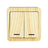 Выключатель 2-кл. 1п ОП Viola 10А IP20 с подсветкой беленый дуб LEZARD 751-5200-112