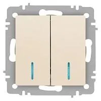 Выключатель 2-кл. СП Accent 6-105-02 10А IP20 250В с подсветкой AL/CU сл. кость Intro Б0063509