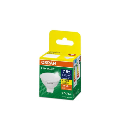 Лампа светодиодная LED G4 Value LVMR1675 7W/927 CRI95 7Вт 2700К 700лм рефлектор матов. GU5.3 170-250В OSRAM 4058075582781 фото 6