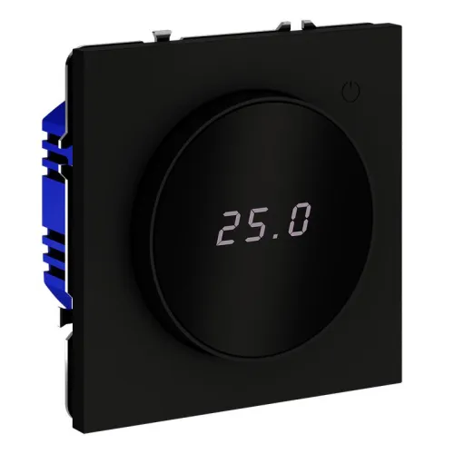 Терморегулятор электронный S70 с индикацией и датчиком для теплого пола механизм черн. матов. Voltum VLS070108 фото 4