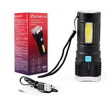 Фонарь аккумуляторный LED51525 4В 4LED+COB 3Вт 4 реж. Micro USB черн. (бокс) Ultraflash 15195