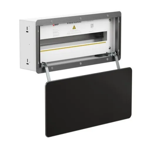 Корпус ArtShell Aesthetic силовой встраив. 24мод. черн. дверь из закал. стекла EKF artshell-a-24p-cb фото 3