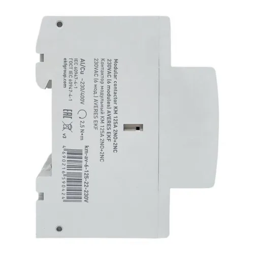 Контактор модульный КМ 125А 2NO+2NC 230В AC (6 мод.) AVERES EKF km-av-6-125-22-230V фото 3