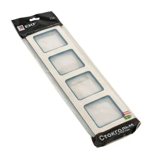 Рамка 4-м Стокгольм бел. с линией цвета синий PROxima EKF EAM-G-305-30 фото 2