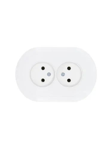 Розетка 2-м СП OSEN без заземл. ПБТ круглая бел. LEZARD 744-0200-128B