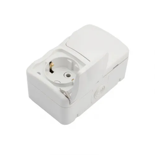 Блок ОП 2 розетки горизонт. Mini OG с заземл. IP54 бел. Kranz KR-78-0606 фото 3