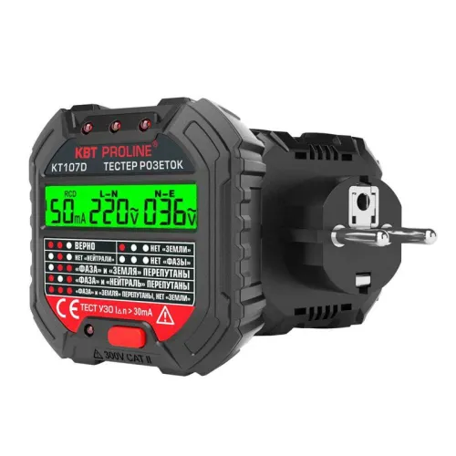 Тестер розеток и УЗО КТ 107D PROLINE КВТ 86321 фото 6
